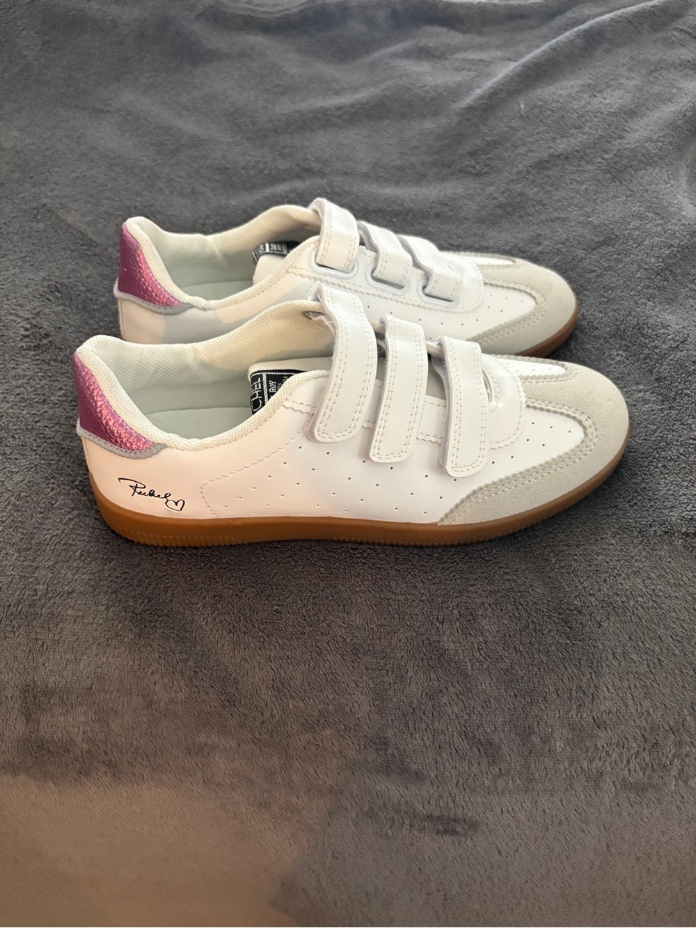 RACHEL Rachel Roy White Sneakers with Pink Heel and Gum Sole
